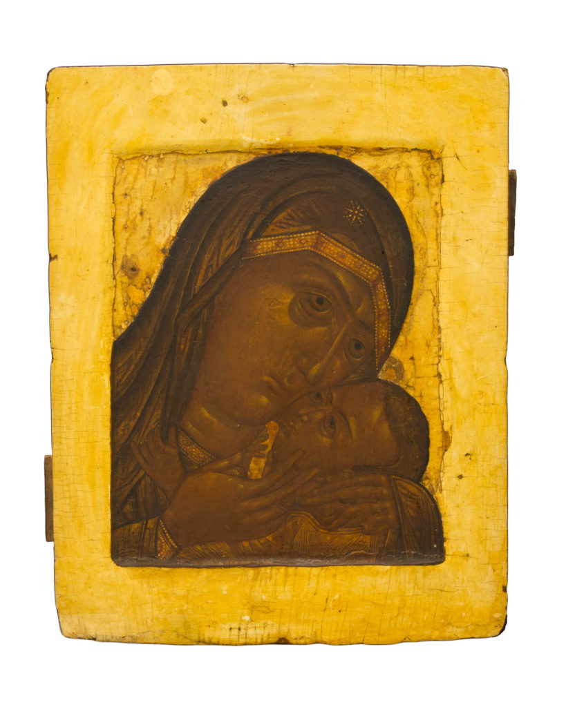 Icona russa della Madre di Dio di Korsun, Mosca, fine XVII secolo, tempera su tavola con fondo in levkas.
