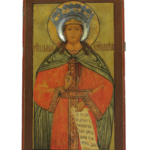 La figura di S. Barbara è frequentemente inserita in icone che raccolgono gruppi di santi o presentata assieme ad altre sante martiri, in particolare Parasceve. Numerosissime sono anche le icone a lei dedicate, spesso con scene della vita che illustrano con dovizia di particolari l'avventuroso episodio del martirio. Il canone vuole che la si raffiguri giovane, con il capo incoronato e un cartiglio sciolto, sul quale si trovano parole che ricordano la predilezione della martire per la Santa Trinità.