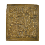 Nascita della Vergine, icona in bronzo dei Vecchi Credenti russi, XIX secolo, dimensioni 9,9 x 9 cm.