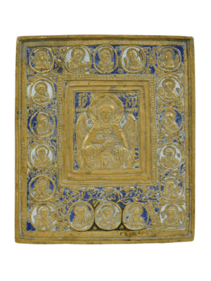 Icona del Beato Silenzio in bronzo e smalti, invito alla contemplazione attraverso la bellezza artistica sacra.