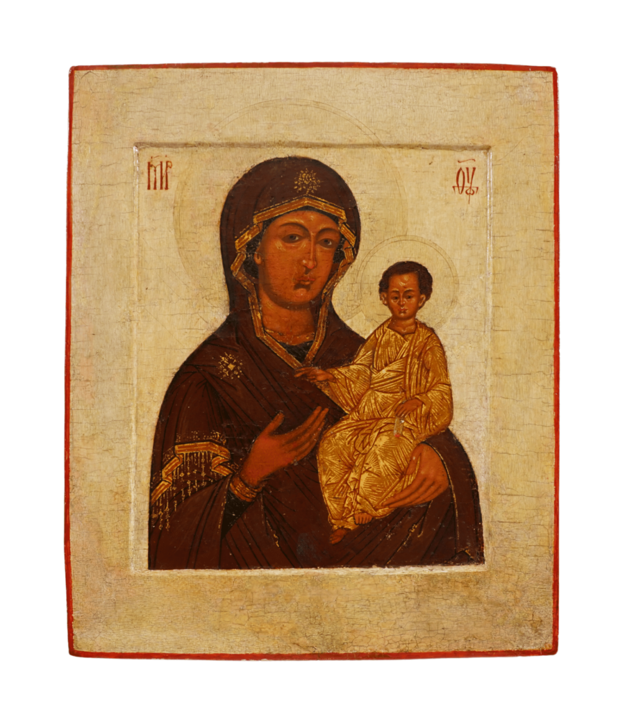 Icona venerata della Madre di Dio di Smolensk, espressione di grazia divina, disponibile su Artenetworkicone.it