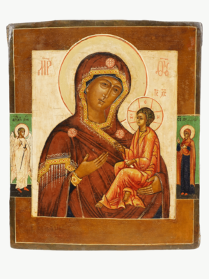 Sacra icona della Madre di Dio di Tichvin, simbolo di speranza e protezione celestiale, disponibile su Artenetworkicone.it