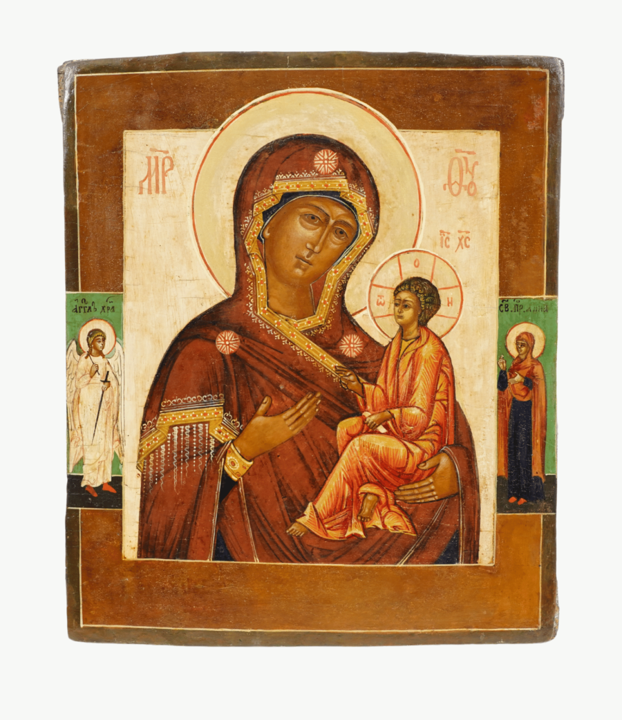 Sacra icona della Madre di Dio di Tichvin, simbolo di speranza e protezione celestiale, disponibile su Artenetworkicone.it