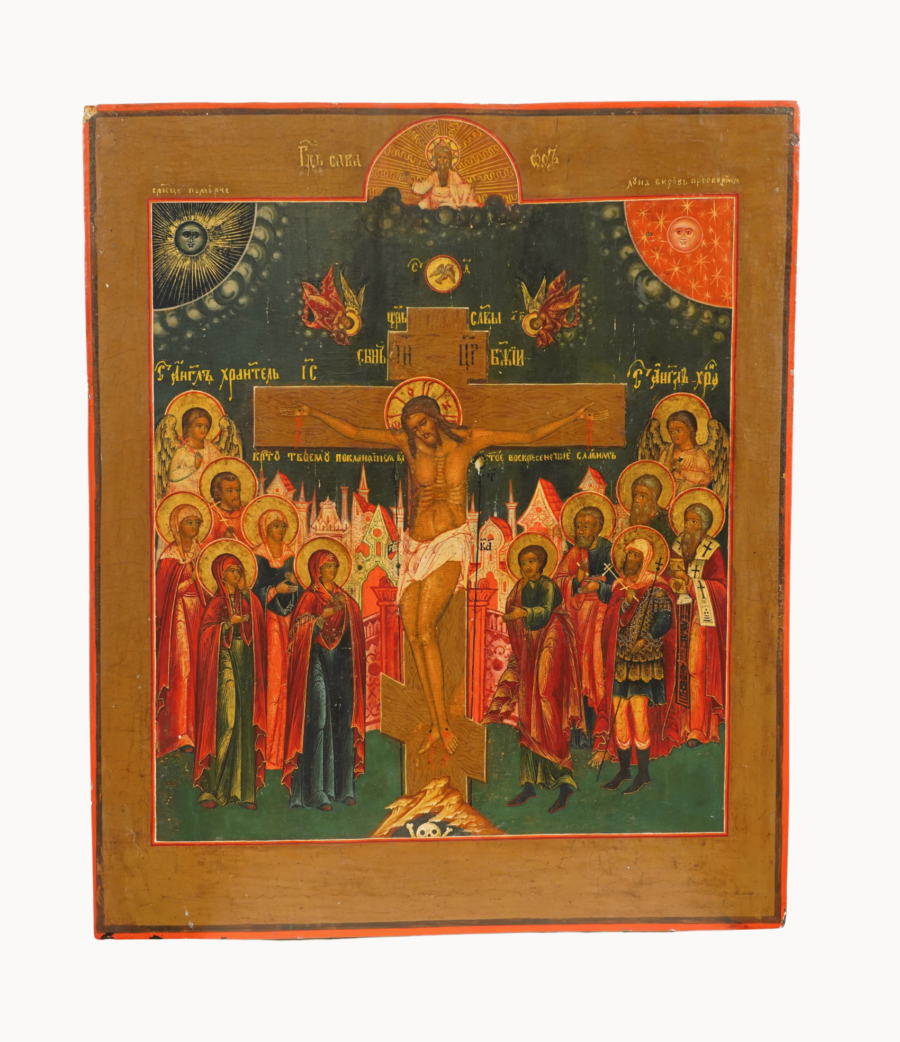 Icona della Crocifissione, momento sacro di sacrificio e redenzione, disponibile su Artenetworkicone.it
