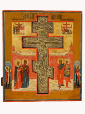 Icona di una Stauroteca, un'icona sacra contenente frammenti di croci e reliquie, disponibile su Artenetworkicone.it