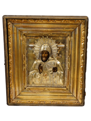 Icona di San Metrofane di Voronez, un santo ortodosso, dipinta con dettagli fini e colori vibranti, disponibile su Artenetworkicone.it.