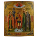 Icona russa con Arcangelo Michele e santi, XIX sec., tempera su tavola, regione di Vladimir