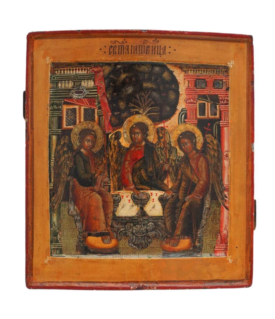 Icona russa Trinità Antico Testamento XVII sec. Jaroslavl'