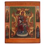 Icona russa XIX secolo della Madre di Dio Fiore Immarcescibile, tempera all’uovo, regione di Vladimir