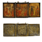 Trittico delle Feste e Trittico Deesis con Santi, icone russe XIX secolo