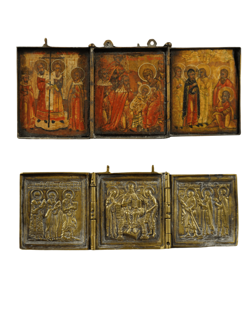 Trittico delle Feste e Trittico Deesis con Santi, icone russe XIX secolo