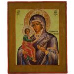 Icona russa XIX secolo – Madre di Dio di Gerusalemme in tempera all’uovo, scuola di Vladimir.
