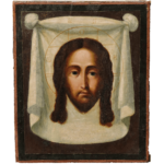 Icona russa Mandylion, Volto Santo di Cristo, tempera all’uovo su tavola, Russia centrale, XIX secolo