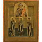 “Icona russa con i Santi Simeone, Giovanni Battista e Anna, scuola di Vladimir, metà XIX secolo”