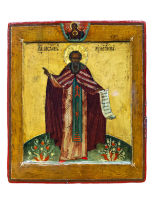Icona russa San Giovanni Arcivescovo di Novgorod, tempera su tavola, XVII/XVIII secolo, Russia settentrionale