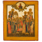 Icona russa Sinassi dell’Arcangelo Michele, tempera all’uovo su tavola, Palech, fine XVIII secolo
