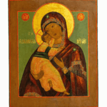 Icona russa Madre di Dio di Vladimir, metà XIX secolo, tempera all’uovo su tavola, Regione di Vladimir.