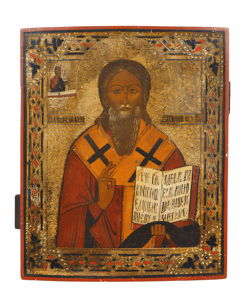 Sant'Antipa, antica icona russa del XIX secolo proveniente dalla Russia centrale.